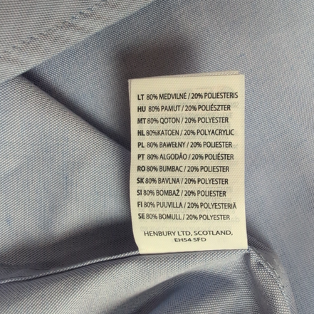 Chemise Henbury M/L 15,5 Neuve Jamais Portée Bleu Uni Coton Poche
