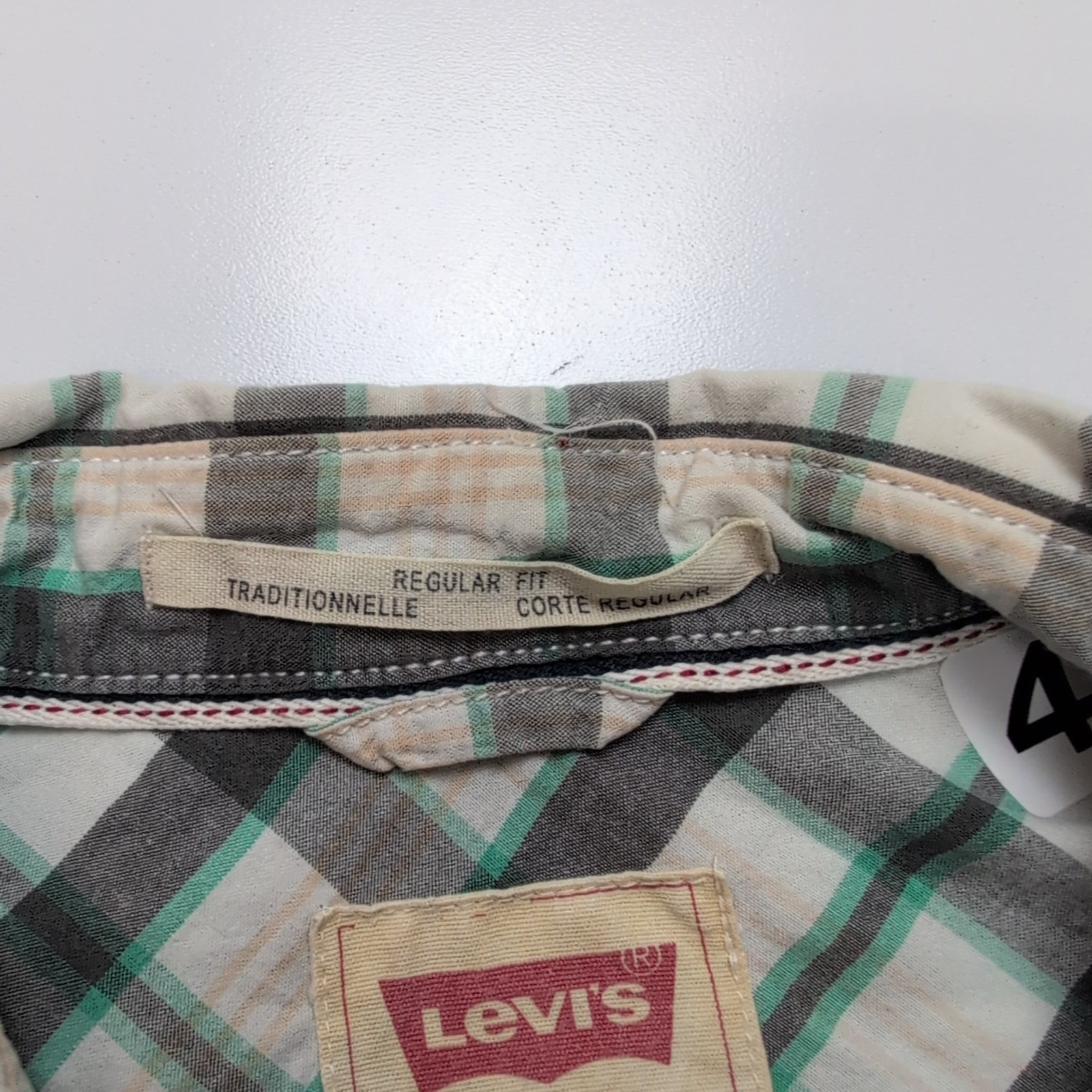 Chemise Levi's Vintage Carreaux Gris / Blanc / Vert Taille S manches longues
