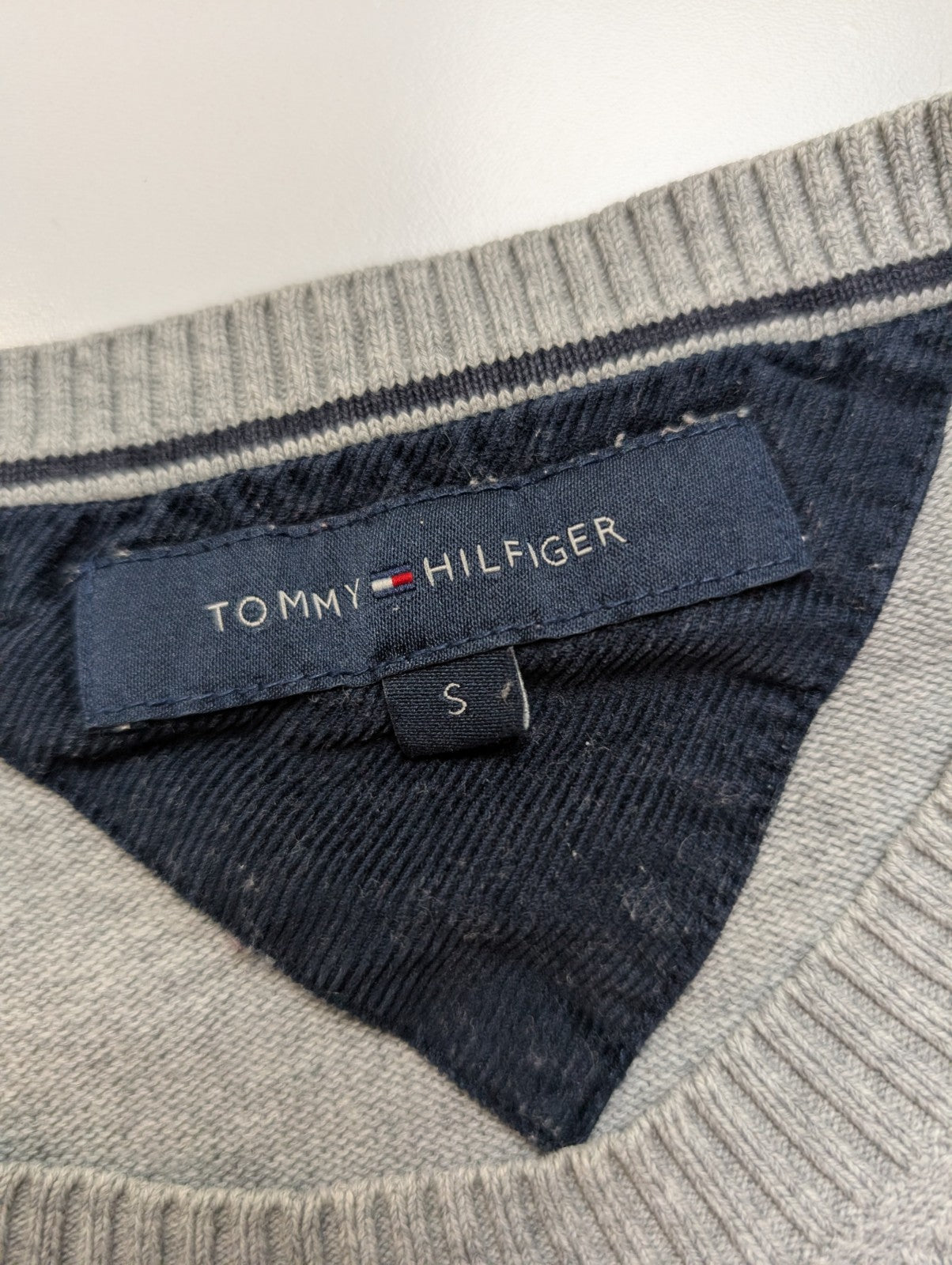 Pull Fin Tommy Hilfiger Gris Chiné Col Rond - Taille S