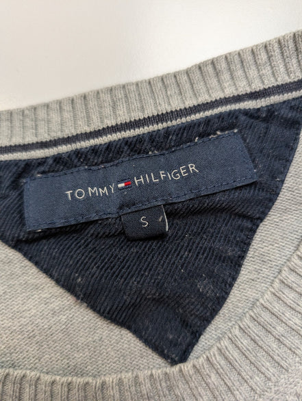 Pull Fin Tommy Hilfiger Gris Chiné Col Rond - Taille S