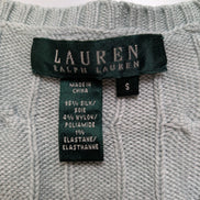 Pull Ralph Lauren femme (Lauren) Vert Pâle Col V 95% Soie Chevrons Taille S