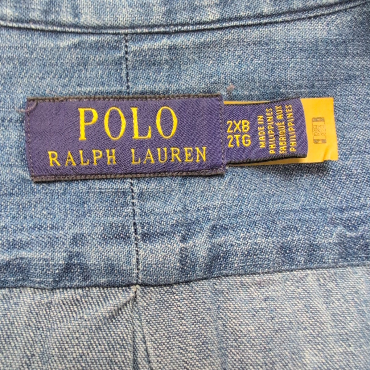 Chemise Polo Ralph Lauren 2XB 2XLT Jean Bleu QR Code Logo Marron