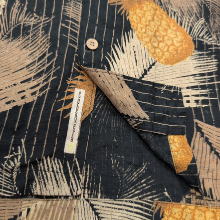 Chemise Hawaïenne Cubavera Taille XL Noire Ananas 100% Soie Manches courtes