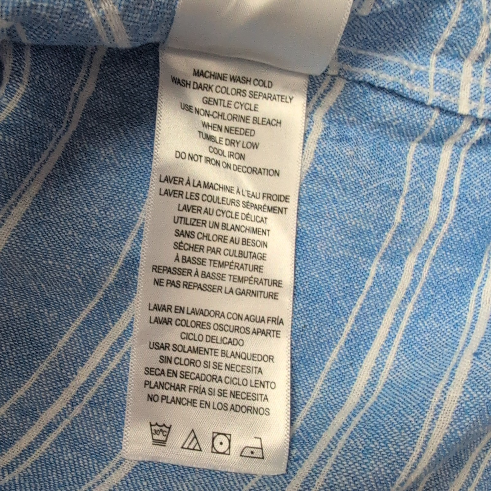 Chemise Ben Sherman M Ajustée Lin Rayonne Bleu Rayures Manches Courtes