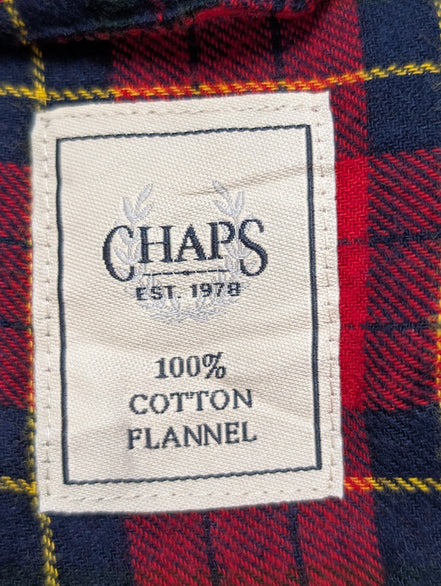 🔥 CHEMISE FLANELLE CHAPS XL (TG) TARTAN ROUGE VERT BLEU LOGO BRODÉ