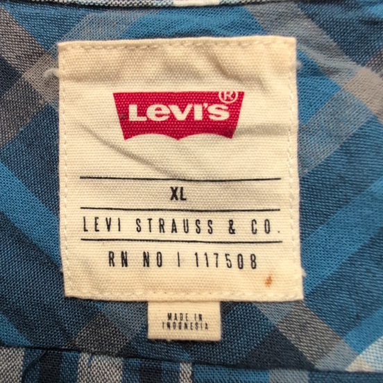 Chemise LEVI'S Homme XL Bleue et Blanche à Carreaux manches courtes