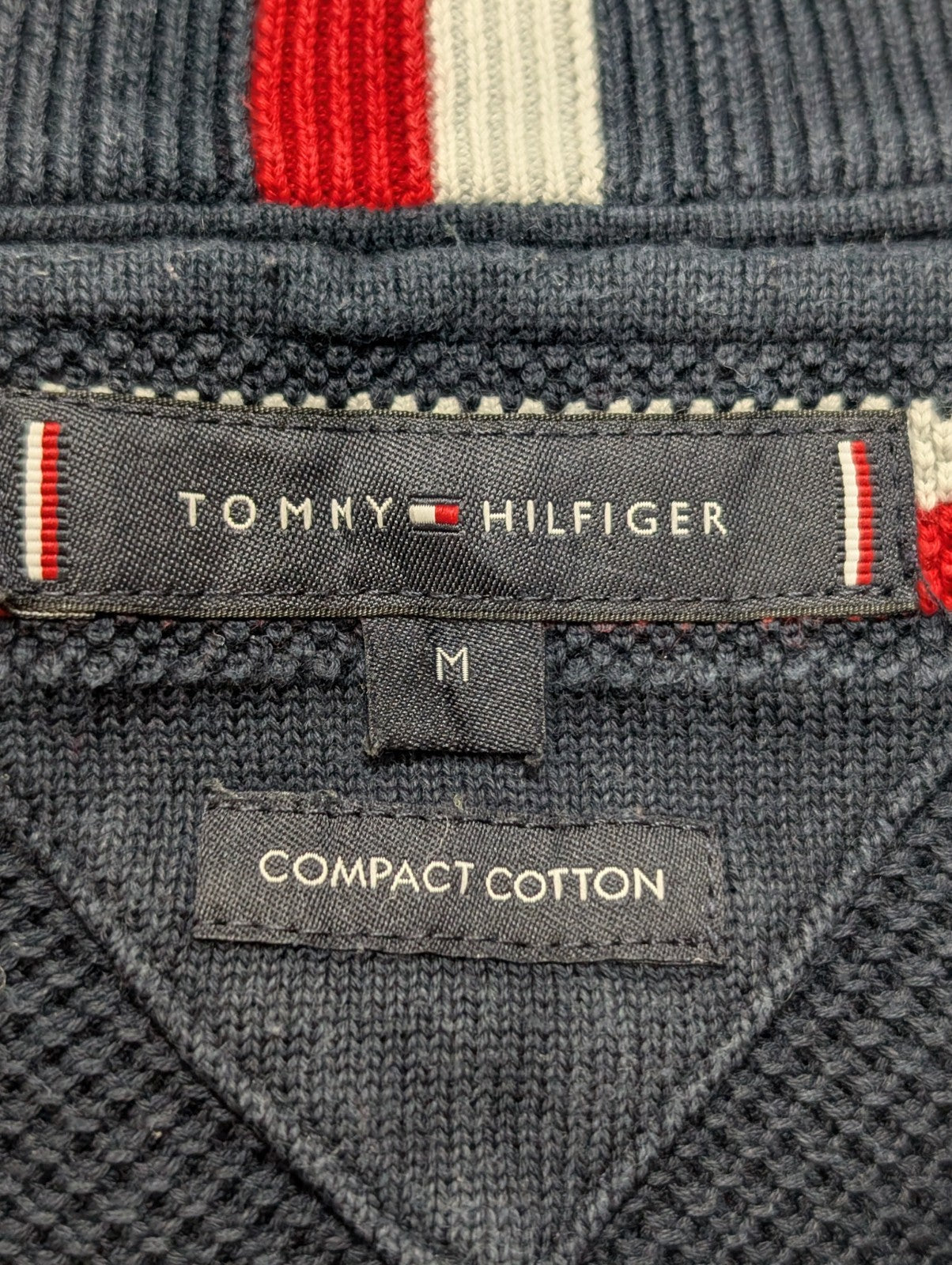 Pull Tommy Hilfiger Bleu Marine Col V Classique - Taille M