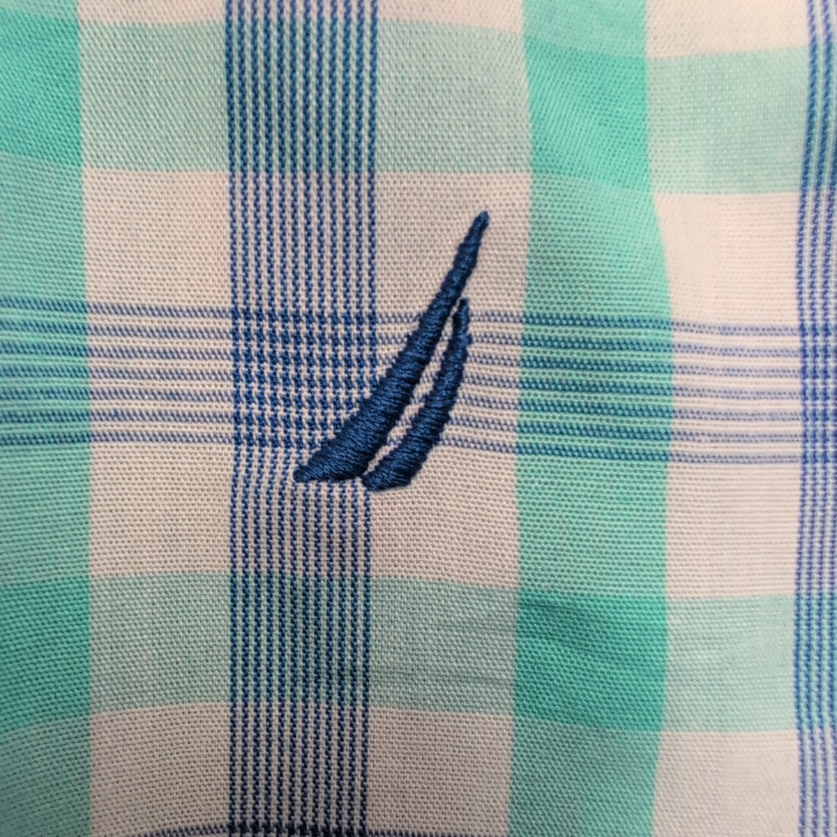 Chemise Nautica Bleu Vert À Carreaux Manches Longues Taille XL 18/20 Ans