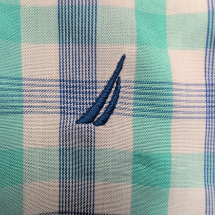 Chemise Nautica Bleu Vert À Carreaux Manches Longues Taille XL 18/20 Ans