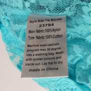 Haut Court Femme HUNKØN XS Dentelle Turquoise Manches Longues Neuf