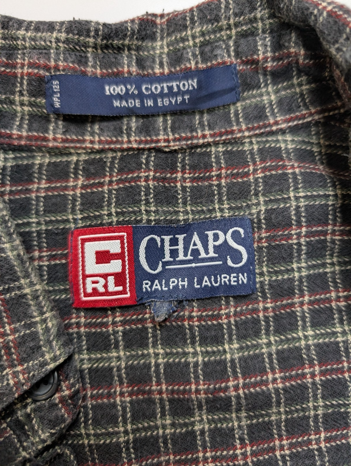 ⚫ Chemise CHAPS Flanelle Coton Tartan Sombre M |296S