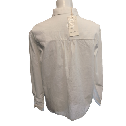 Chemise Cerise Blue femme S/M blanche 100% coton poche strass dorés neuve