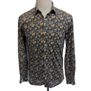 Chemise Republic Collection M Stretch Bleu Paisley Cachemire Manches Longues