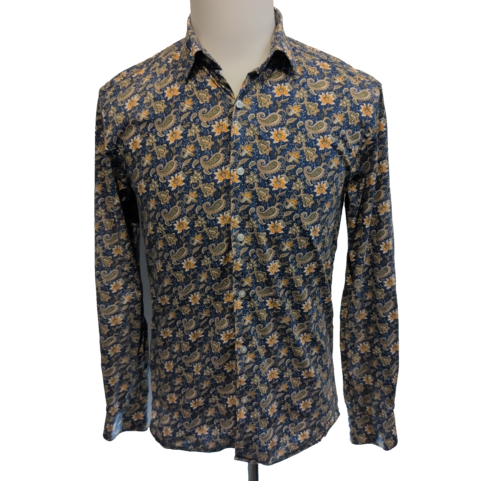 Chemise Republic Collection M Stretch Bleu Paisley Cachemire Manches Longues