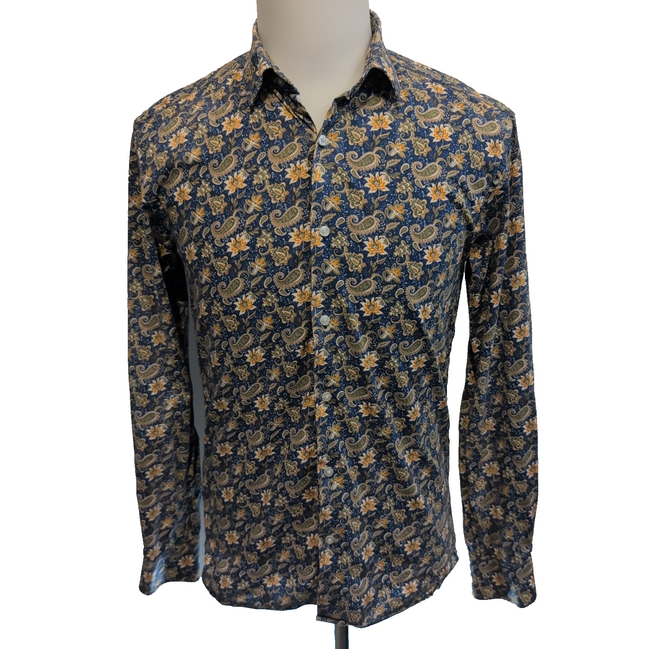 Chemise Republic Collection M Stretch Bleu Paisley Cachemire Manches Longues