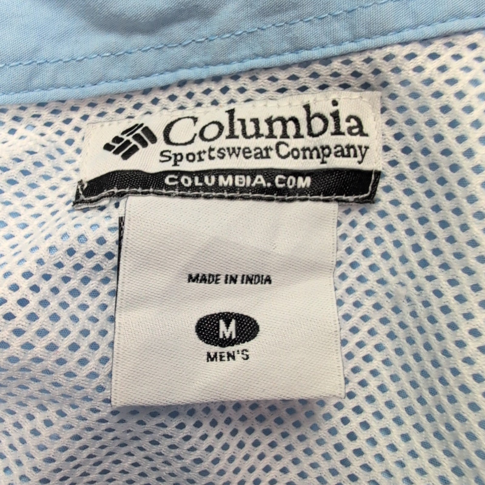 Chemise Columbia PFG bleue unie brodée poches manches courtes taille M homme