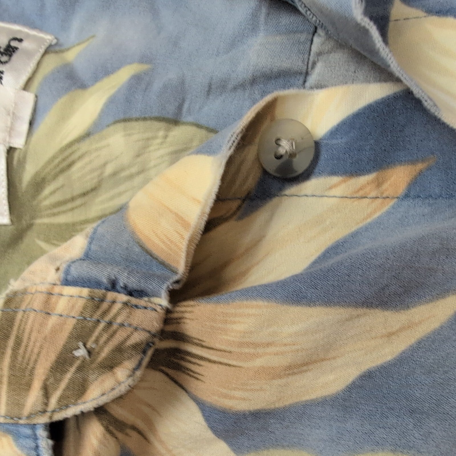 Chemise Hawaïenne Pierre Cardin L Bleu Feuillage Made in Korea Vintage