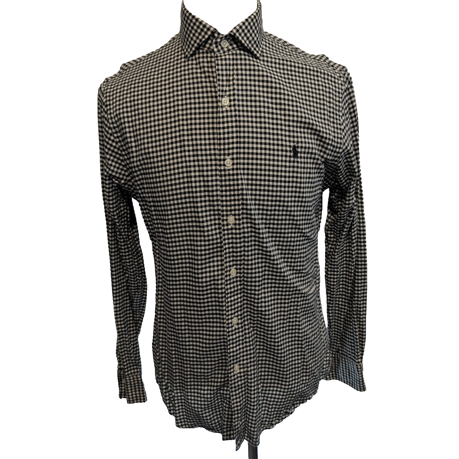 Chemise Polo Ralph Lauren M Slim Fit Noire Blanche Carreaux Shirt Col Classique