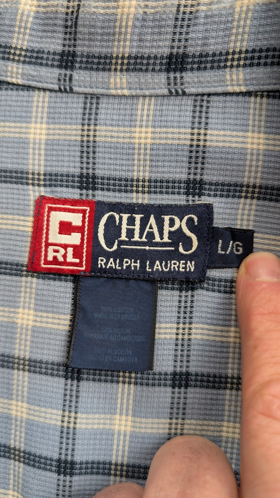 Chemise manches courtes Chaps Ralph Lauren L carreaux shirt button down bleu