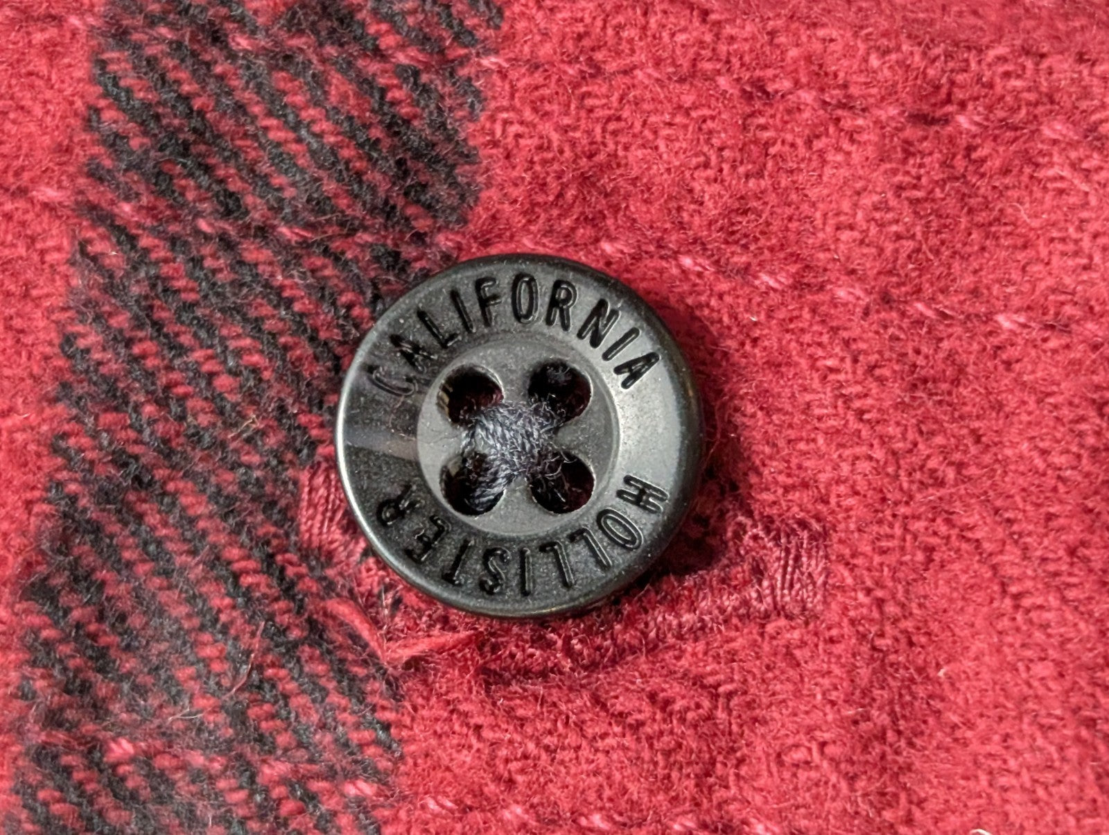 HOLLISTER Flanelle Épaisse Rouge Noir S Logo Brodé EE Boutons Gravés | 329S