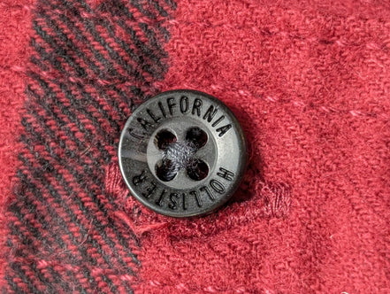 HOLLISTER Flanelle Épaisse Rouge Noir S Logo Brodé EE Boutons Gravés | 329S