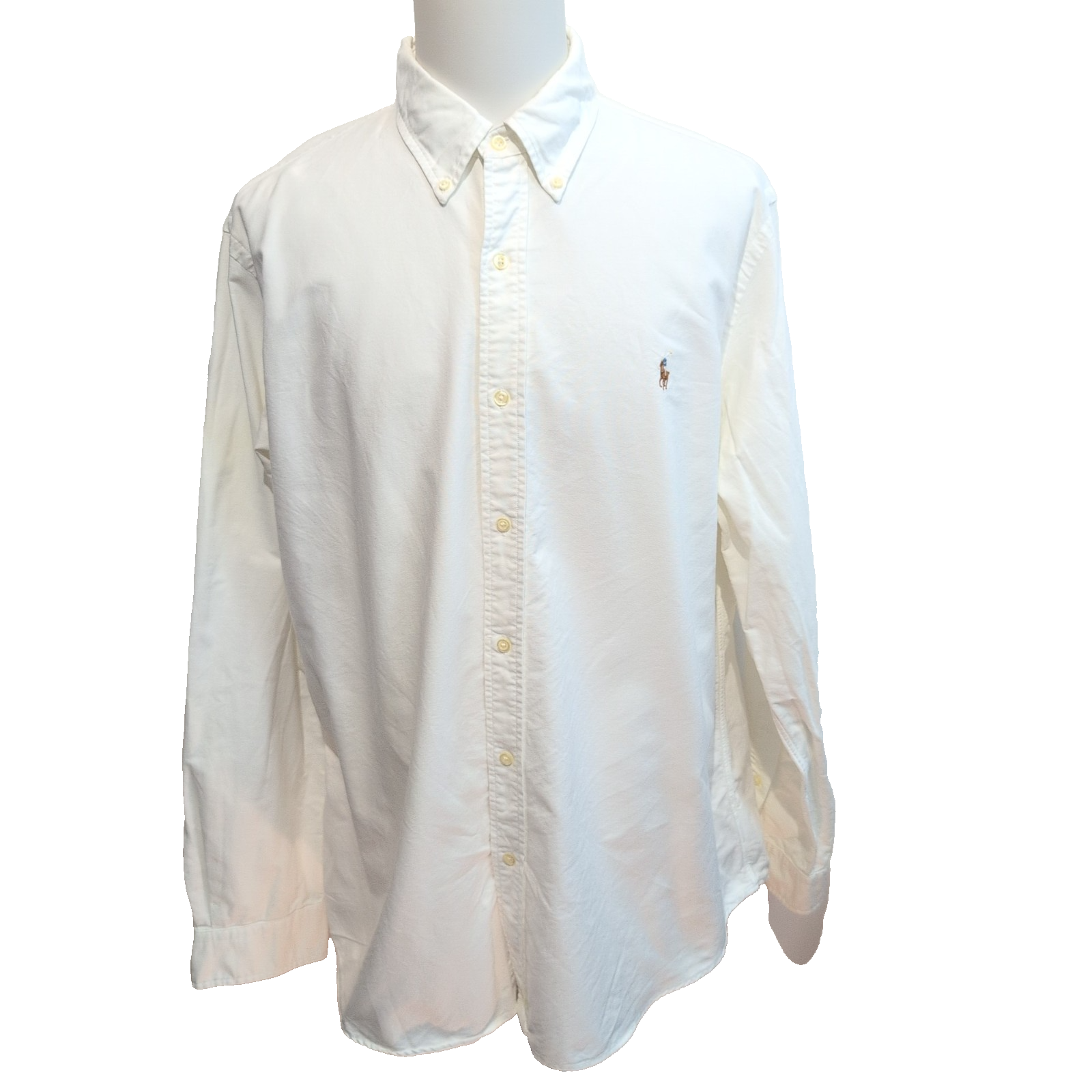 Chemise Ralph Lauren Classic Fit XXL Blanc Uni Logo Marron manches longues