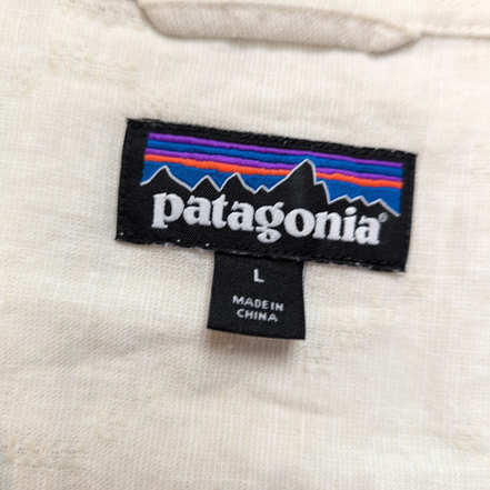 Chemise Patagonia L Chanvre Coton Beige Motifs Gaufrée Manches courtes 2 Poches