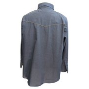 Chemise Western Ely Cattleman 2XL Bleu effet jean Guitare Boutons Pression