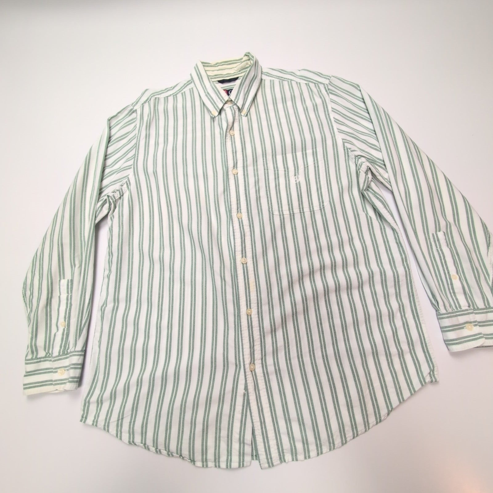Chemise CHAPS blanche à rayures vertes taille L #57e