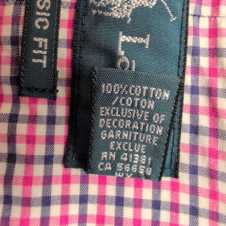 Chemise Ralph Lauren L Rose Bleu Carreaux Classic Fit Shirt Button Down Coton