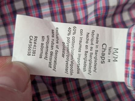 Chemise Chaps manches courtes violet à carreaux taille M #236msch