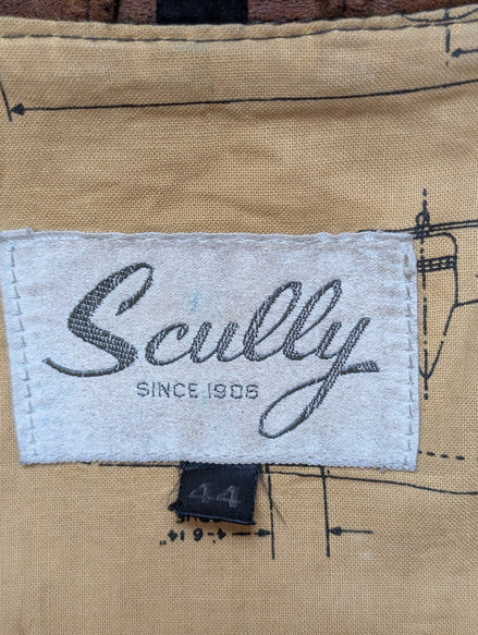 Scully Blouson Veste Cuir Véritable Vintage Marron Clair T44 XL Aviateur