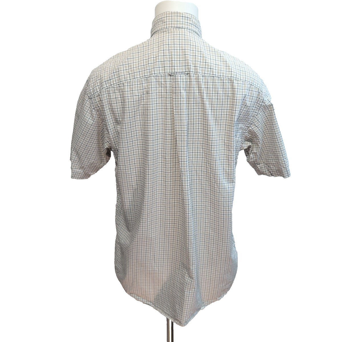 Chemise Nautica M Crème à Carreaux 100% Coton Manches Courtes