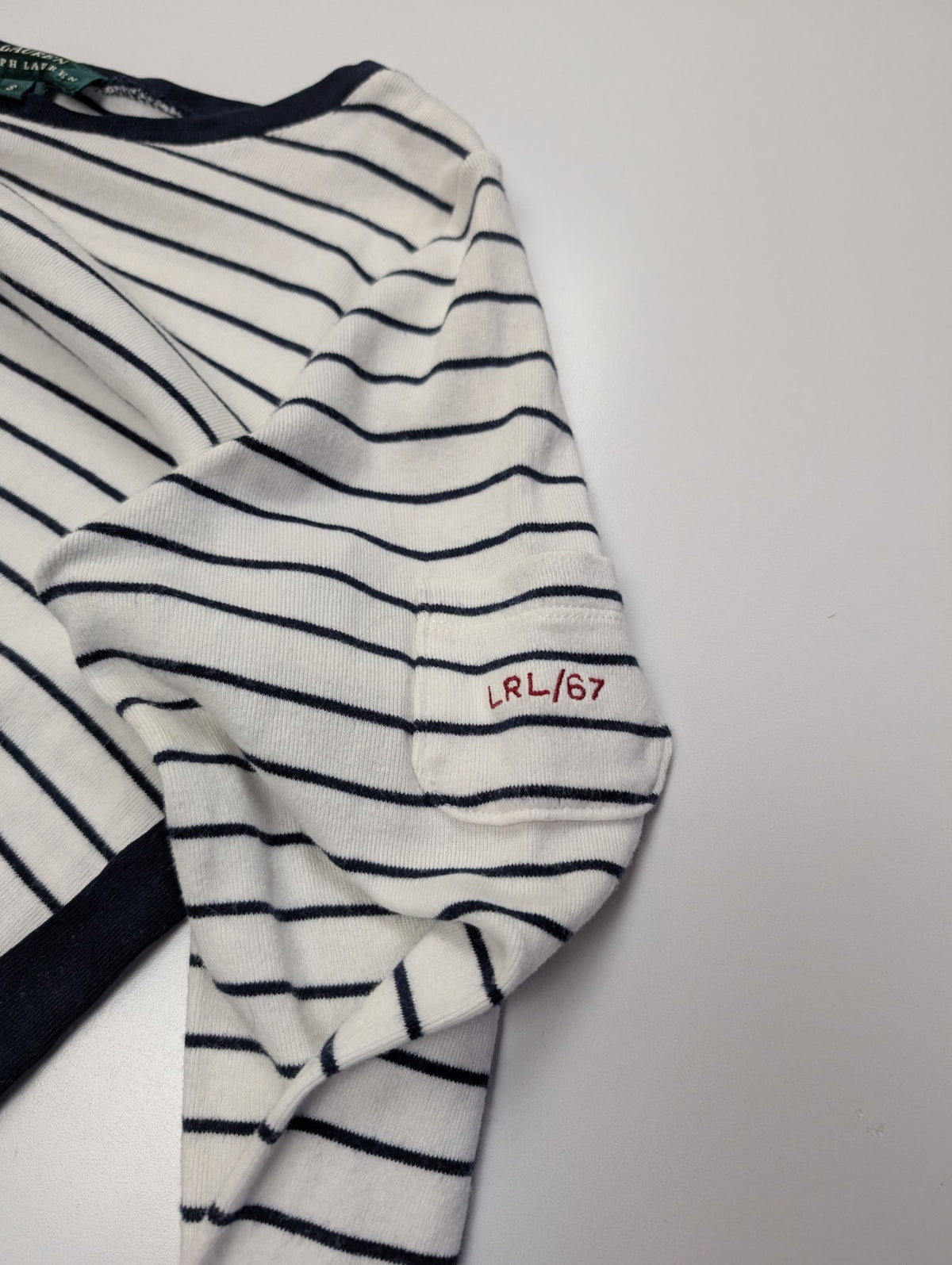 Pull femme LAUREN Ralph Lauren blanc marine rayures coton manches longues S