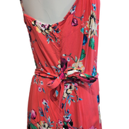 Robe d'été Femme S Corail Fleurie Rayonne Bretelles Réglables Ceinture Bohème