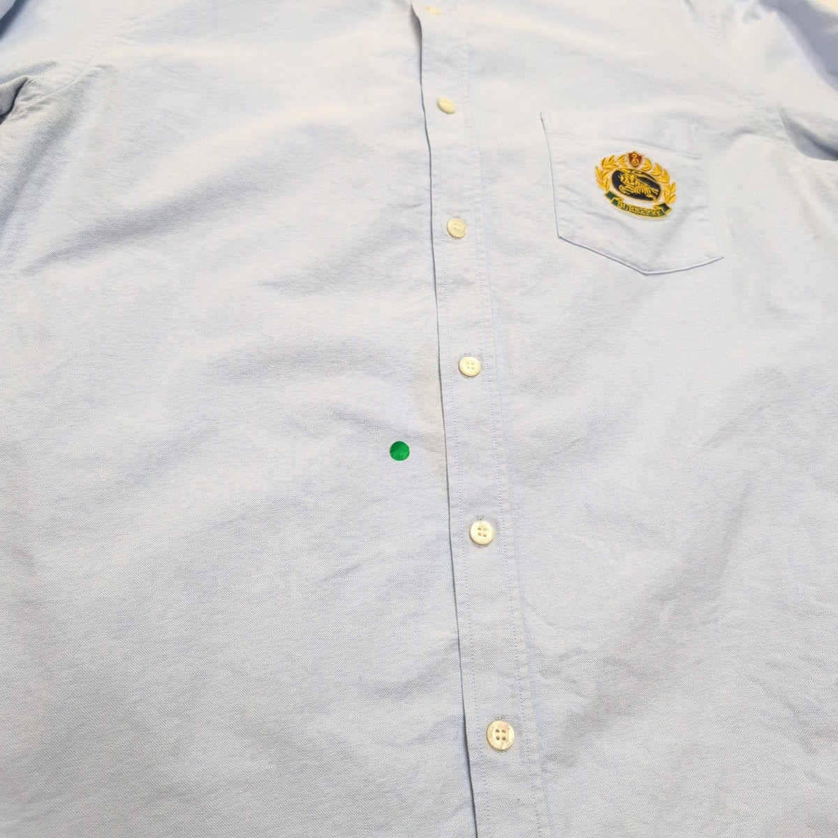 Chemise BURBERRY vintage L bleu Oxford logo écusson brodé coton