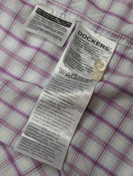 Chemise manches courtes Dockers violet à carreaux taille XXL #184msch
