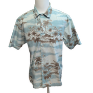 Chemise Hawaïenne Solitude M Bleue Palmiers 100% Coton Poche Excellent État