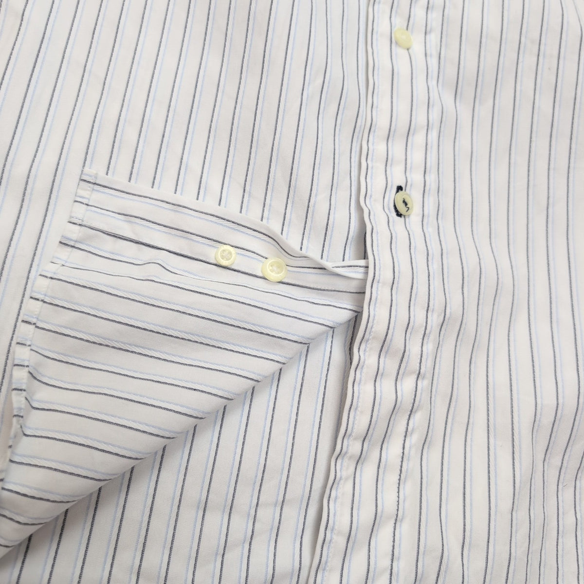 Chemise Nautica Taille XL Blanche Rayures Bleues 100% Coton Manches Longues
