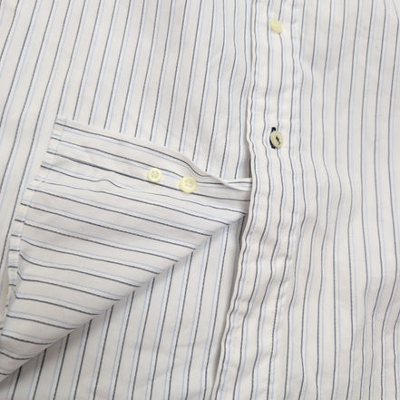Chemise Nautica Taille XL Blanche Rayures Bleues 100% Coton Manches Longues