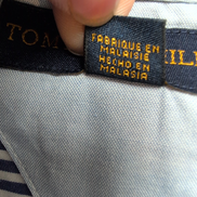 Chemise Tommy Hilfiger Golf Taille L Bleu et Blanc à Rayures Vintage