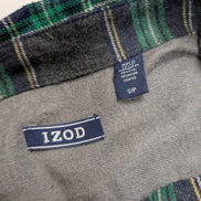 🌲 Chemise IZOD S Flanelle Poly-Coton Carreaux Vert |305S
