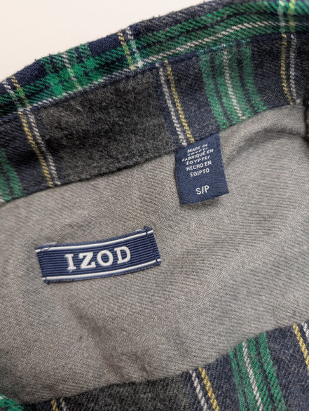 🌲 Chemise IZOD S Flanelle Poly-Coton Carreaux Vert |305S