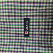 Chemise CHAPS violet et verte à carreaux manches courtes taille L #4e