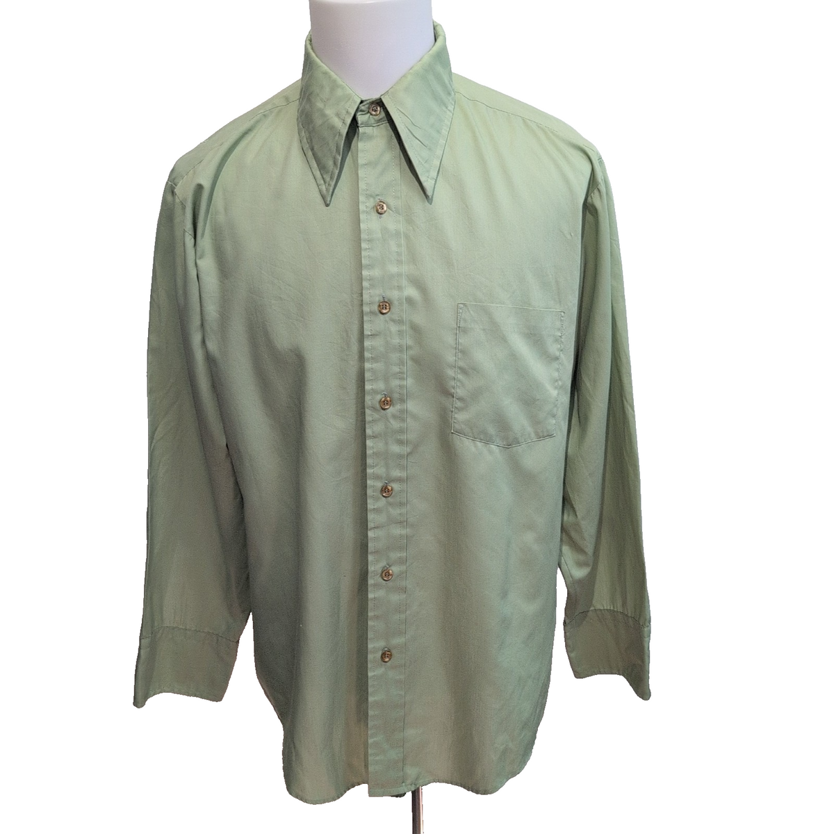 Chemise TOWNCRAFT Taille L Verte Col Pointe Permanent Press Vintage