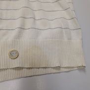 Pull Tommy Hilfiger Homme Blanc Cassé Rayures Grises Col V - Taille M