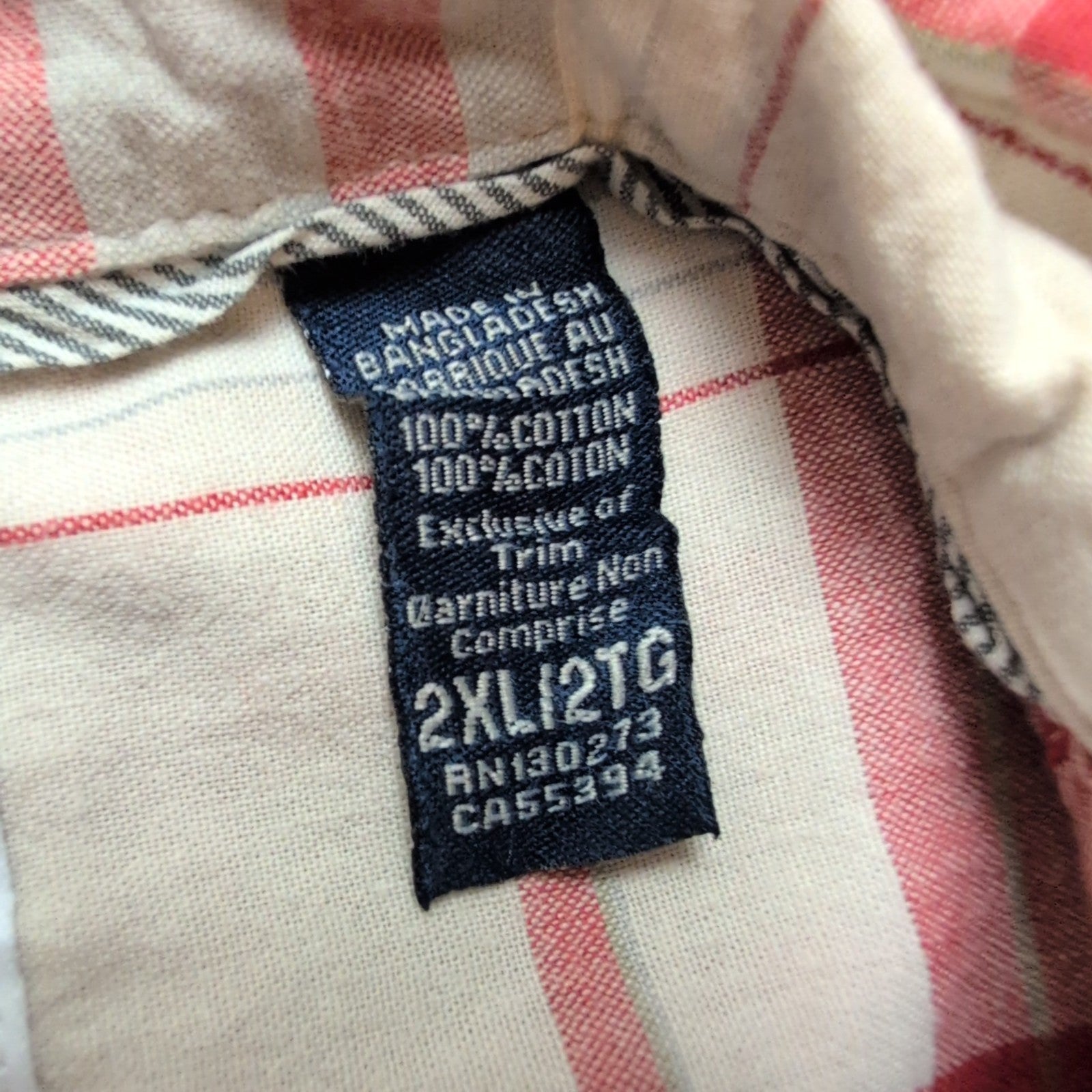 Chemise Wrangler Manches Courtes Rouge et Blanche à Carreaux à Poches Taille 2XL