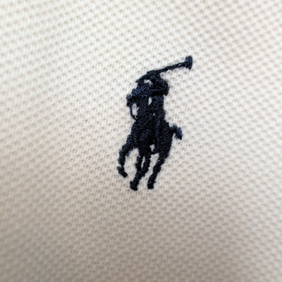 Polo Ralph Lauren Homme XL Blanc Logo Bleu Marine Polo Manches Courtes