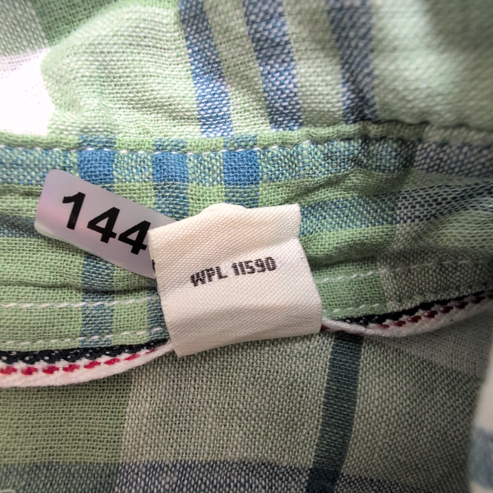 Chemise Weatherproof Vintage XL Lin Coton Vert Bleu Carreaux Manches Courtes