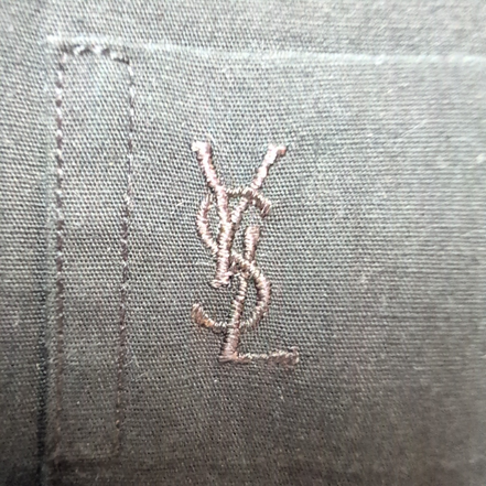 Chemise Yves Saint Laurent Vintage Noir Logo Brodé Taille L Manches Courtes